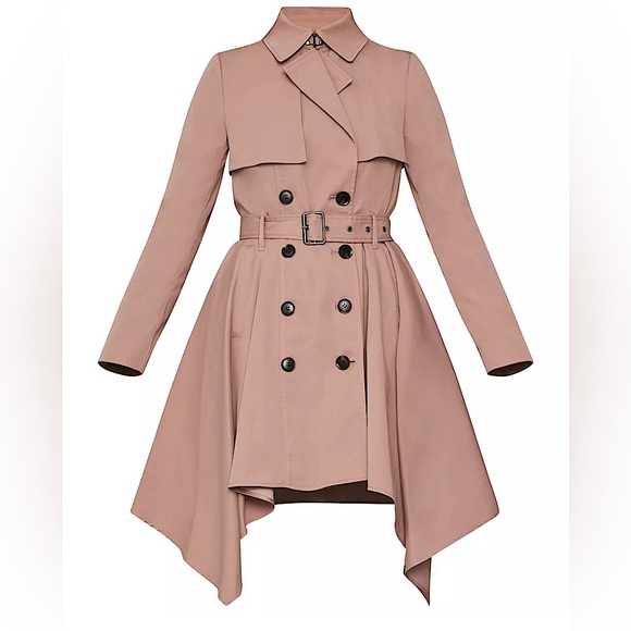 BCBG MaxAzaria NWT Blush Brielle Long Sleeve Trench Coat Jacket **Size XXS** - Picture 2 of 8
